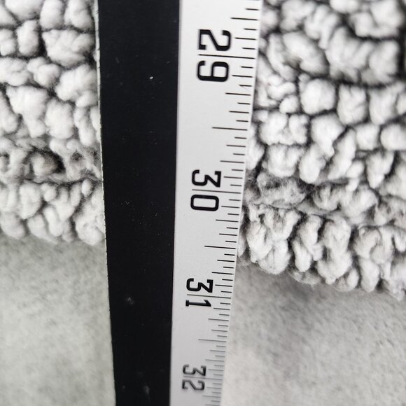 Womens Gray Three Square Faux Fur Sherpa Pullover Jacket 1/4 Zip OU Sooners L - Picture 11 of 11
